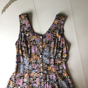 Vintage Floral Maxi Front Button Maxi Dress